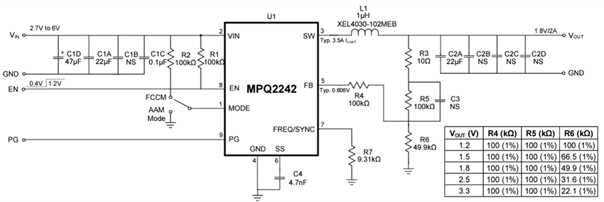 Schematic - Monolithic Power Systems (MPS) EVQ2242-D-00A Evaluation Board